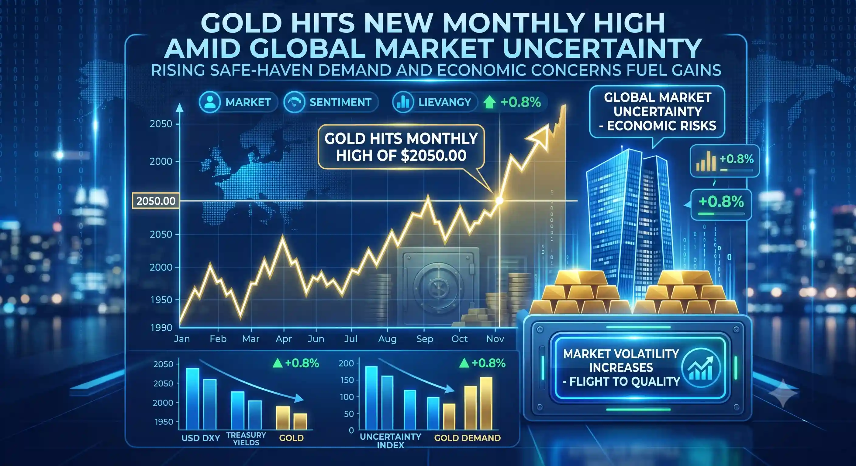 Gold Hits New Monthly High Amid Global Market Uncertainty